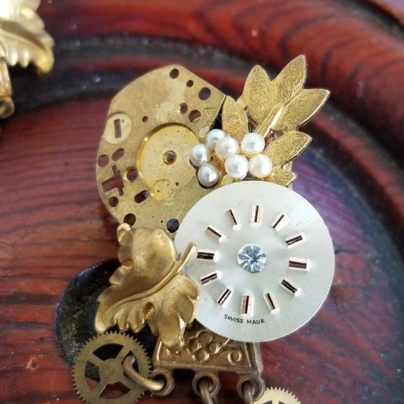 Steampunk Watch Parts Earrings Post Stud Collage Earrings - Picture 5 of 11